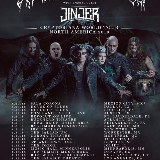 Cradle of Filth announced a 2018 tour featuring Jinjer