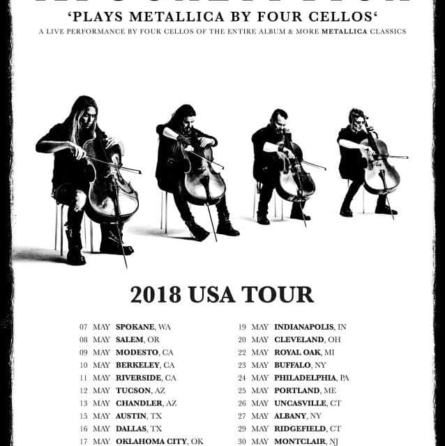 Apocalyptica announced a tour performing “Plays Metallica by Four Cellos”