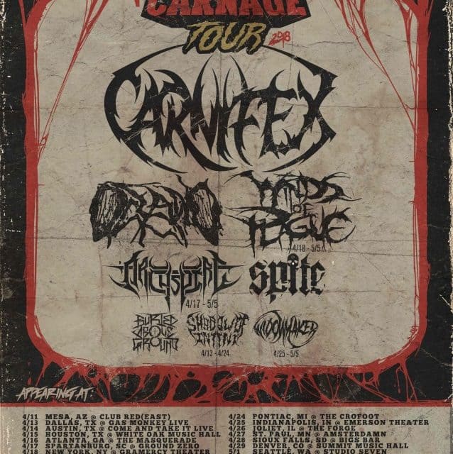 Chaos and Carnage Tour Announced feat. Carnifex, Oceano, Winds of Plague, Archspire, and more