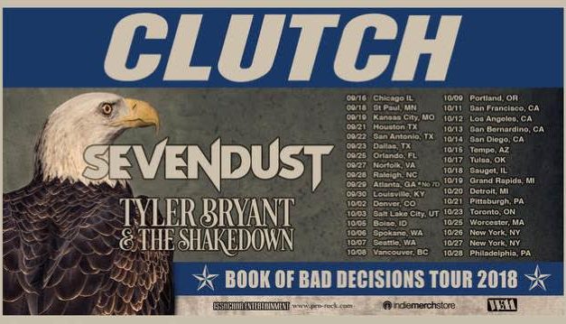 Clutch announced a tour with Sevendust and Tyler Bryant & The Shakedown