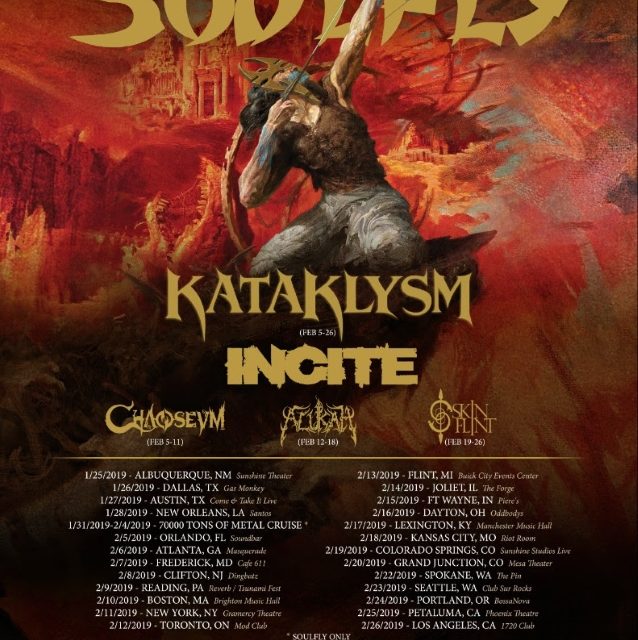 Soulfly announced a tour with Kataklysm, Incite, Chaoseum, Alukah, and Skinflint